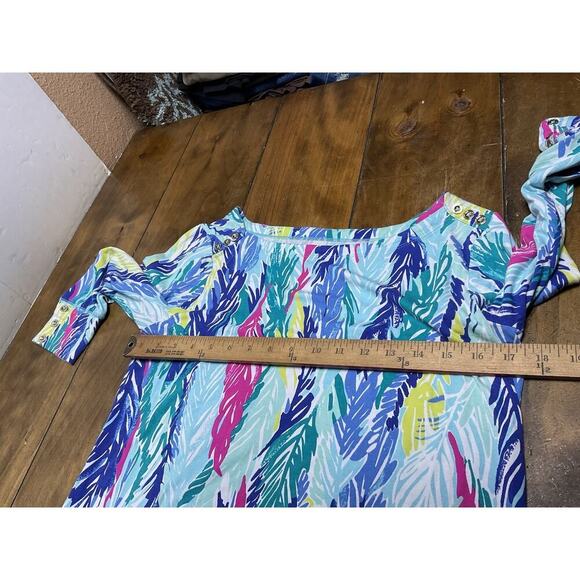 Lilly Pulitzer Dress Womens L Blue Tropical Sophie Light as a Feather UPF 50+ - Picture 7 of 10